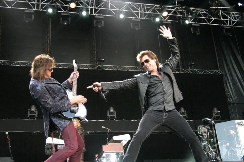 Bon Jovi performing live on stage in Christchurch